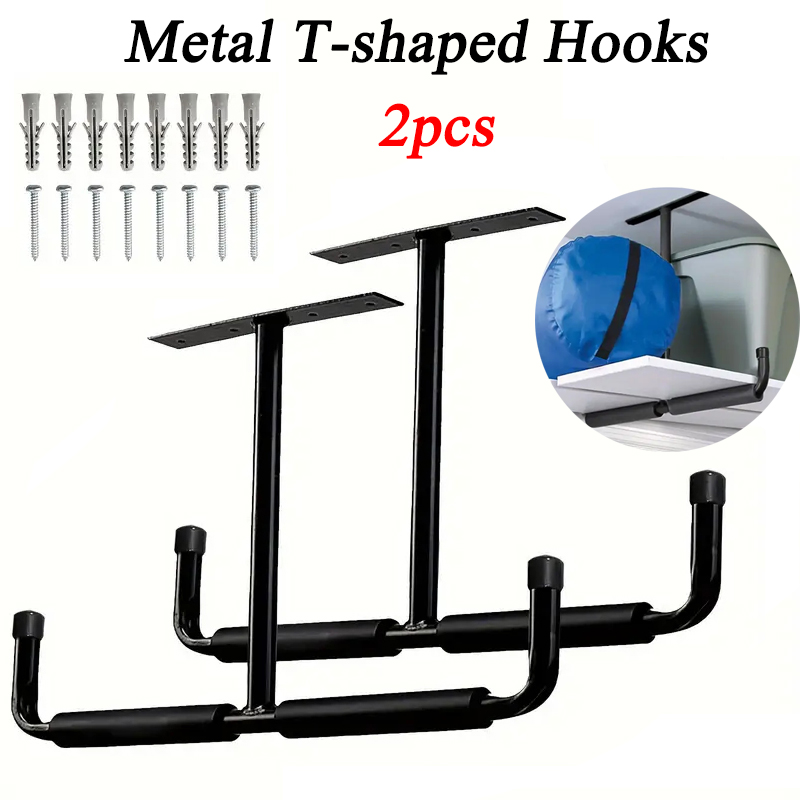 Heavy Equipment Storage - 2pcs 금속 T 자형 후크 벽걸이