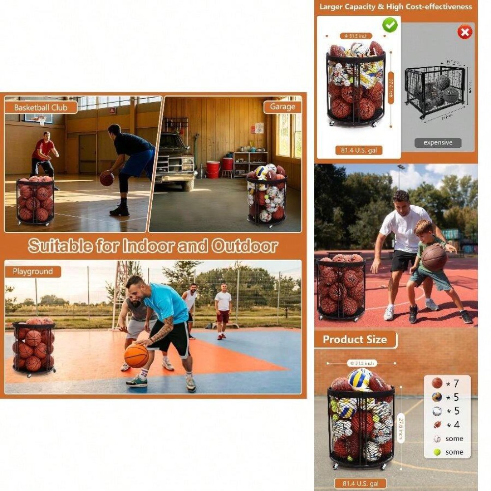 헤비 듀티 볼 보관함 카트 (축구, 농구, 배구, 풋볼 - Heavy Equipment Storage 리뷰 및 가격